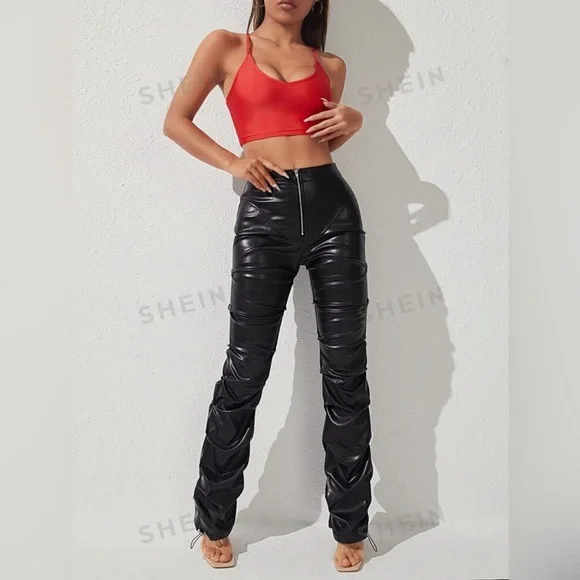 Front Zipper PU Leather Pants 🖤 - Picture 4 of 5